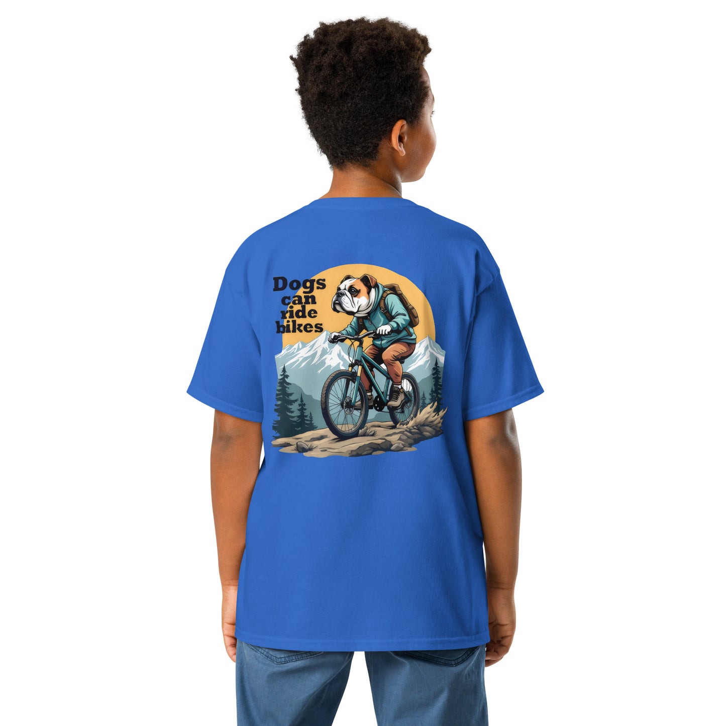 Youth Dogs can ride bikes classic tee