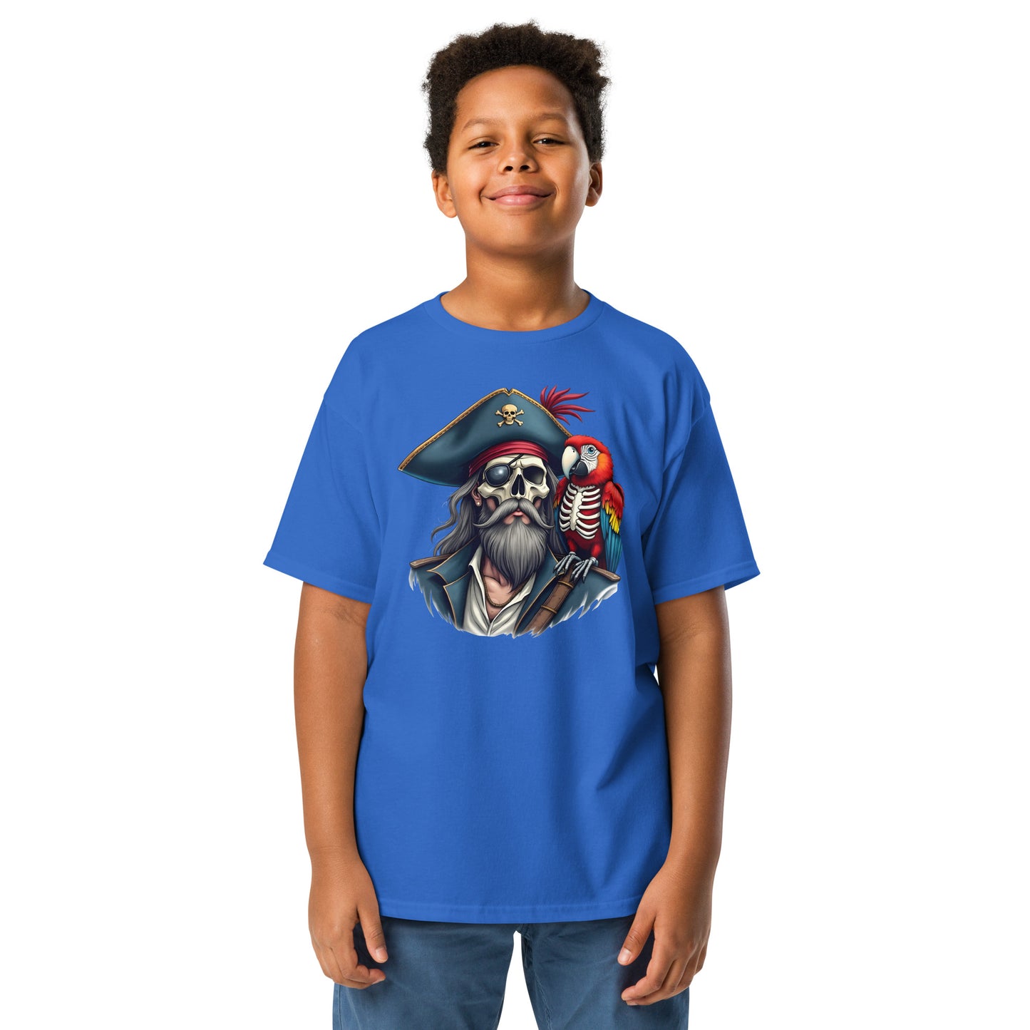 Youth Skeleton pirate & release the Kraken Twin print classic tee