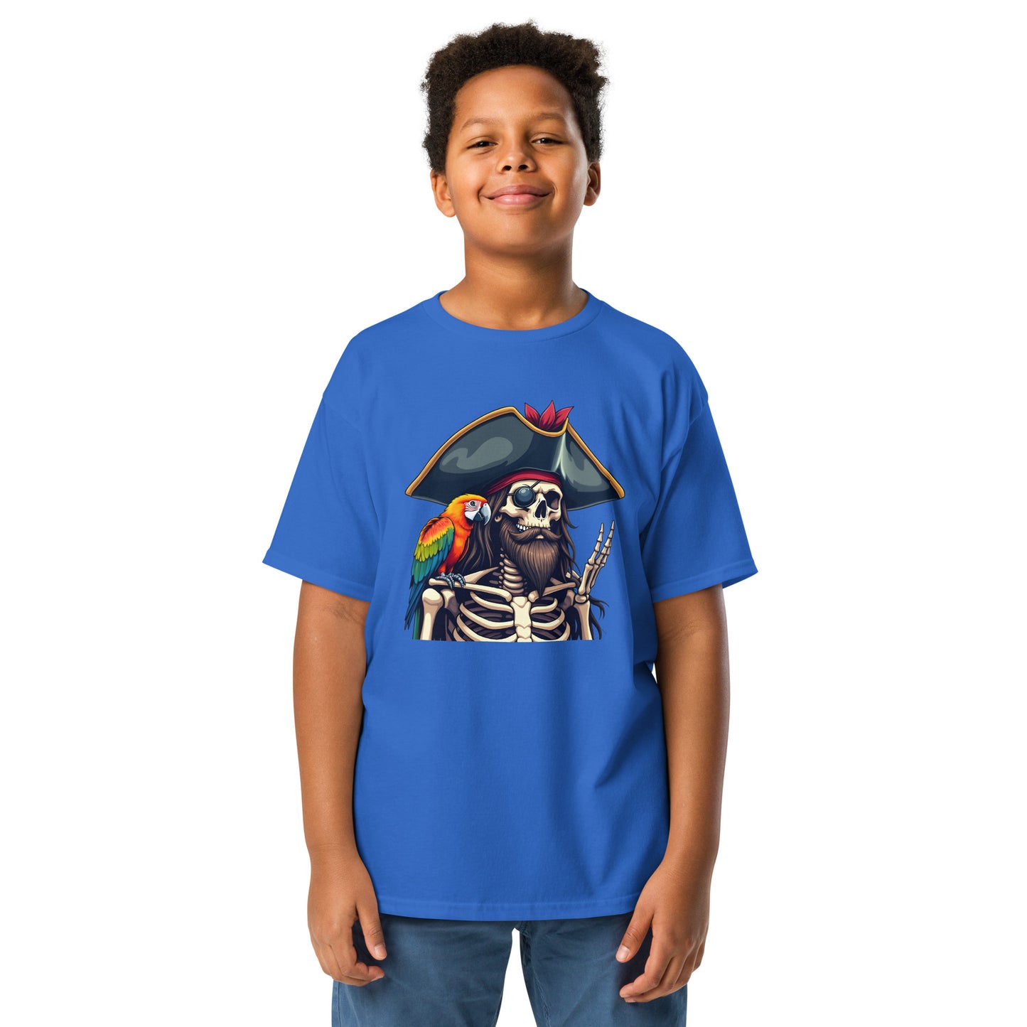 Youth skeleton pirate & parrot classic tee