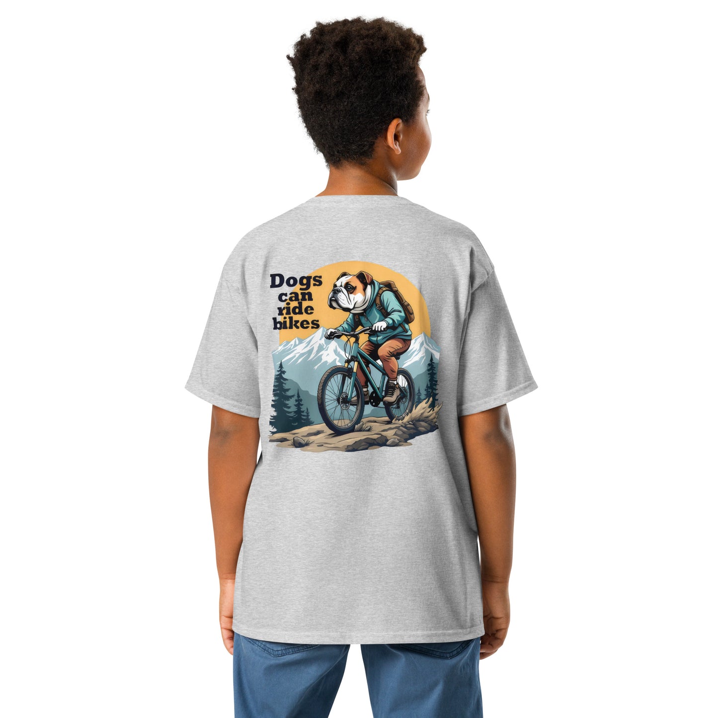 Youth Dogs can ride bikes classic tee