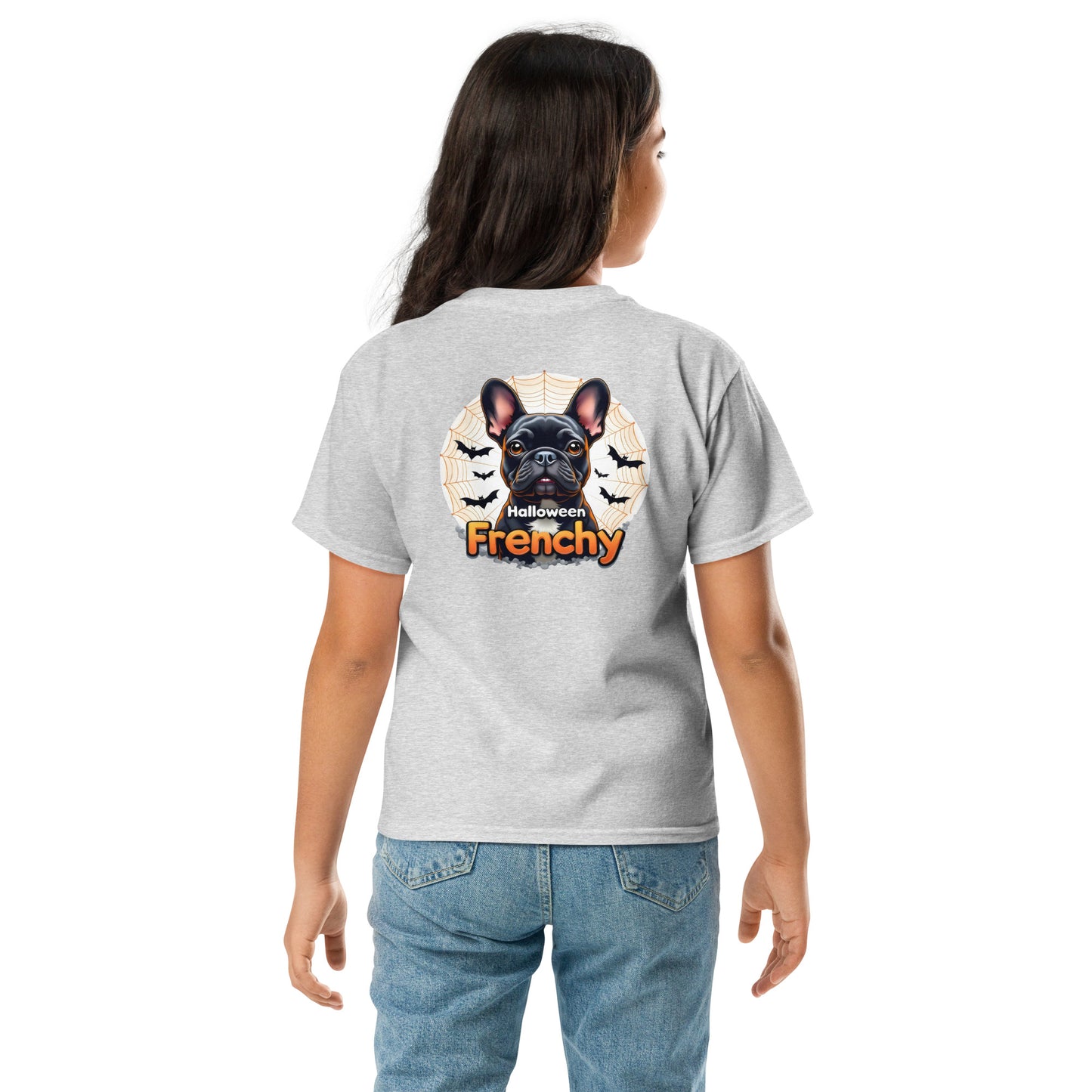 Youth Halloween French bulldog twin print heavy classic tee