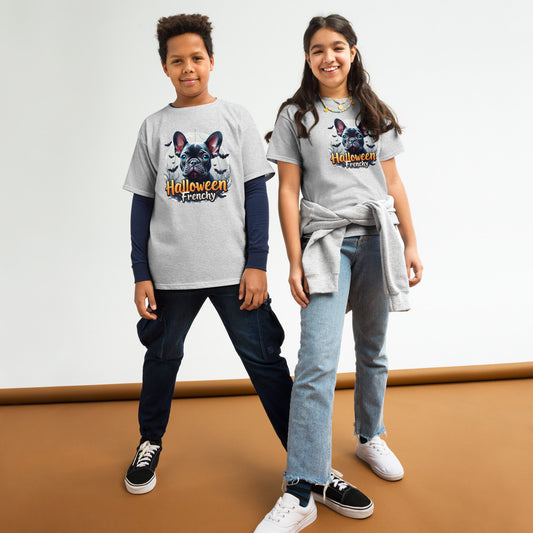 Youth Halloween French bulldog twin print heavy classic tee