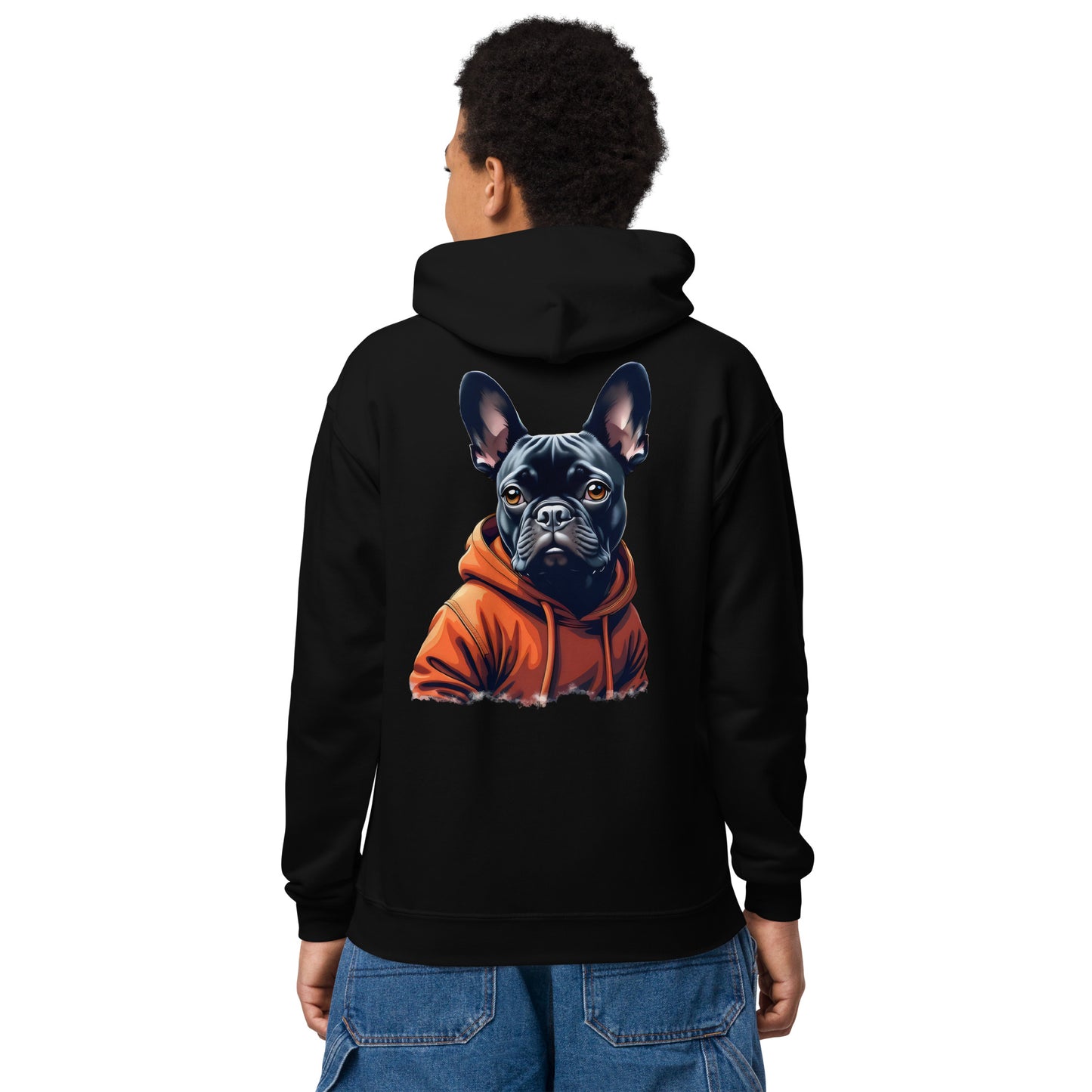 Youth Unisex Black French bulldog heavy blend hoodie