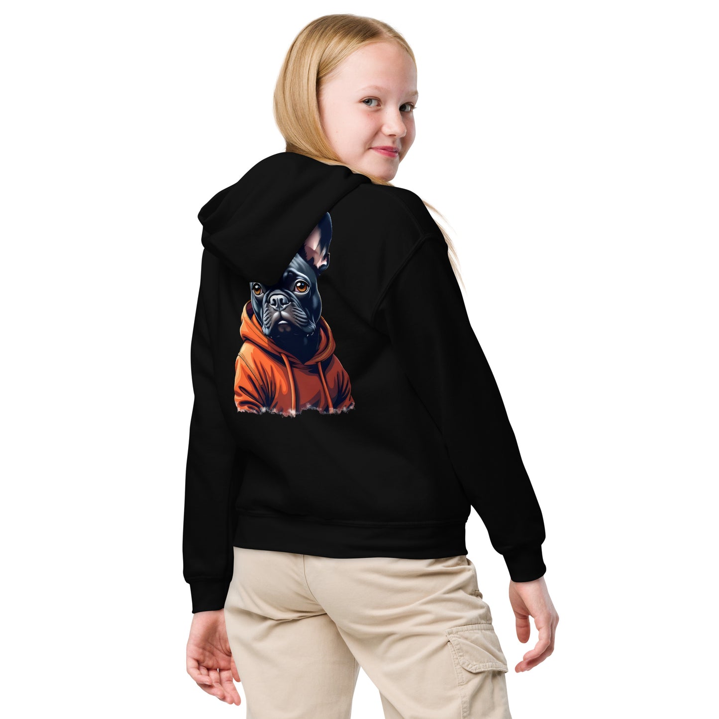 Youth Unisex Black French bulldog heavy blend hoodie