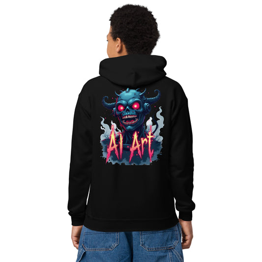 Youth Monster AI art heavy blend hoodie