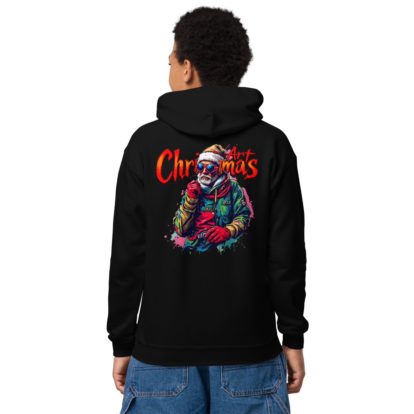 Youth Unisex Christmas art cool looking street artist heavy blend hoodie
