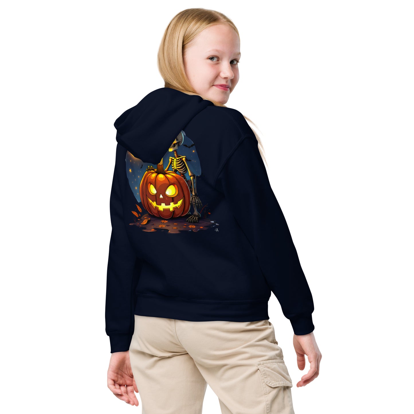 Youth Happy Halloween Skeleton heavy blend hoodie