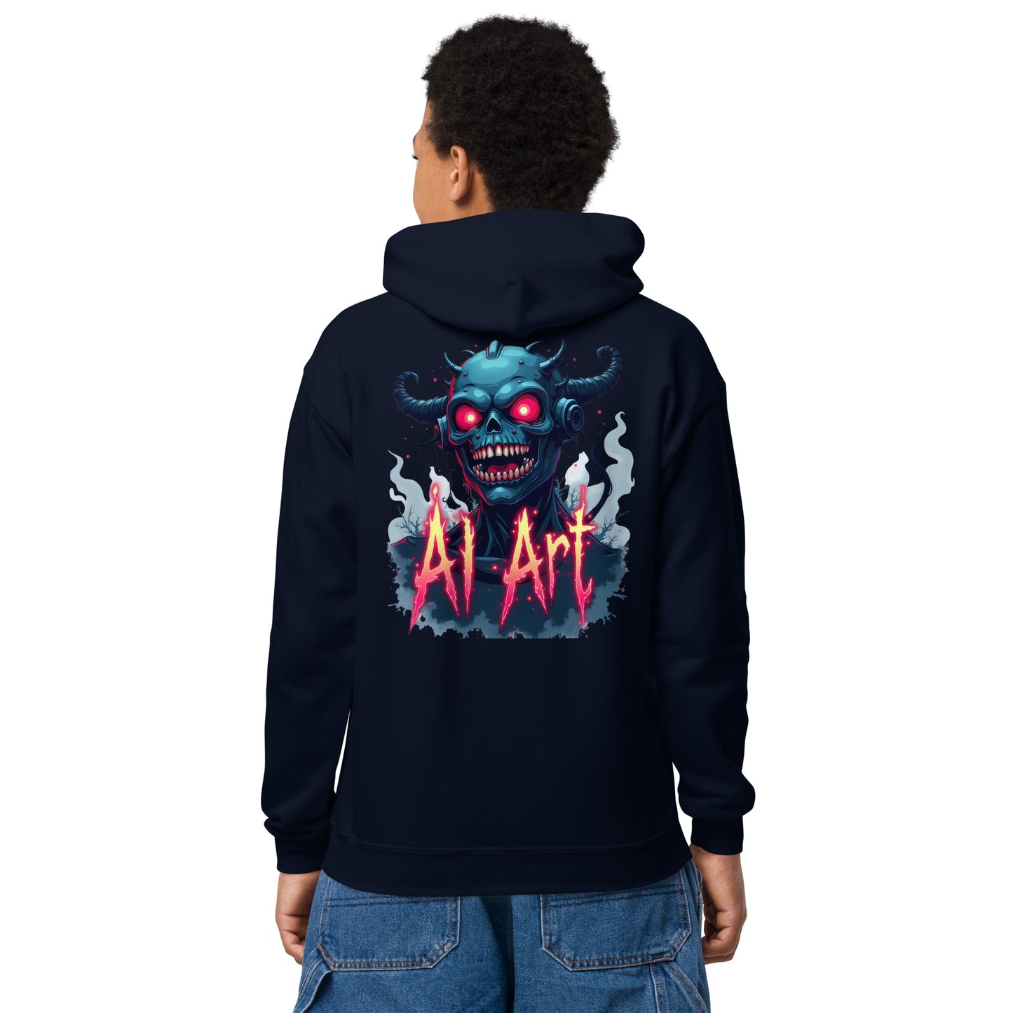 Youth Monster AI art heavy blend hoodie
