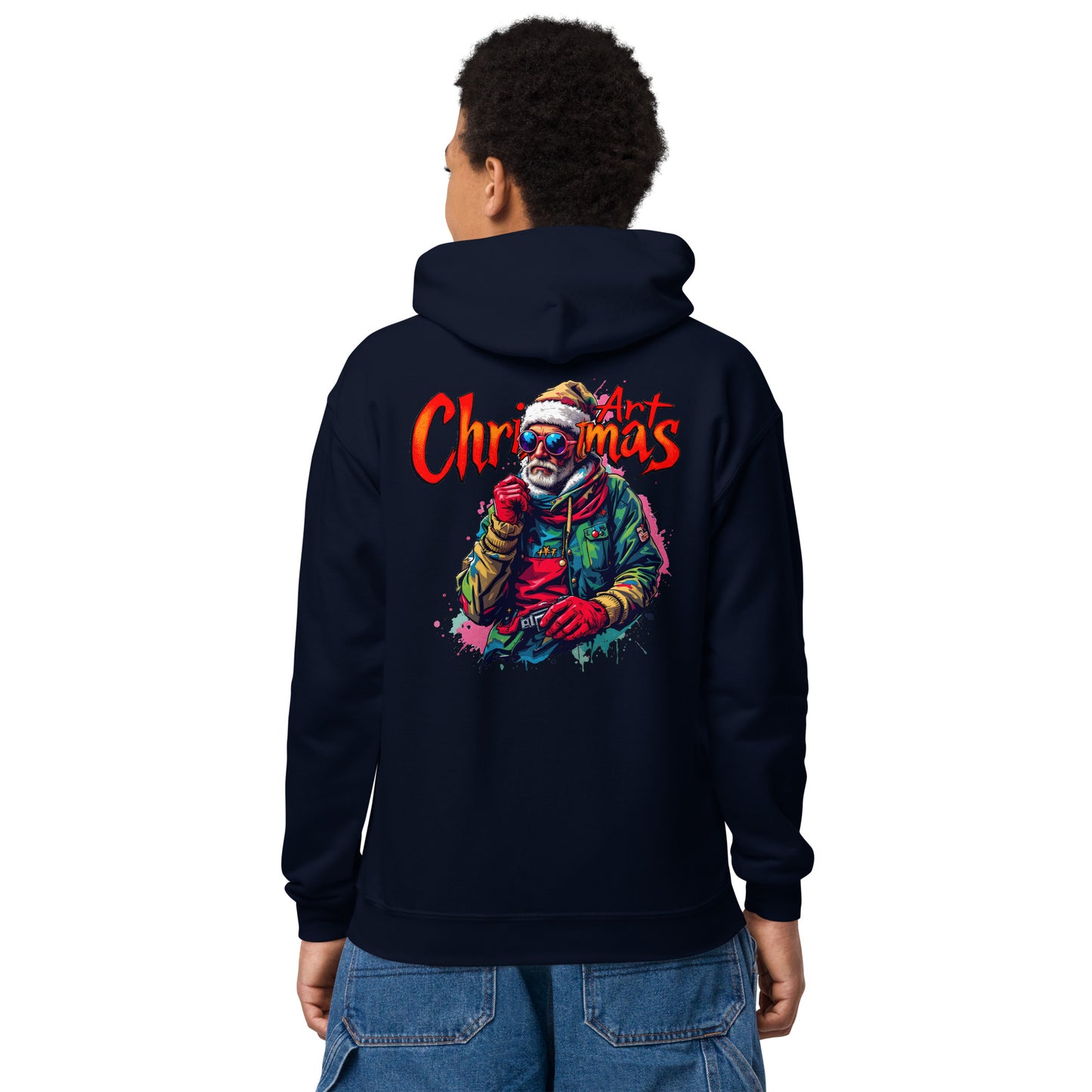 Youth Unisex Christmas art cool looking street artist heavy blend hoodie