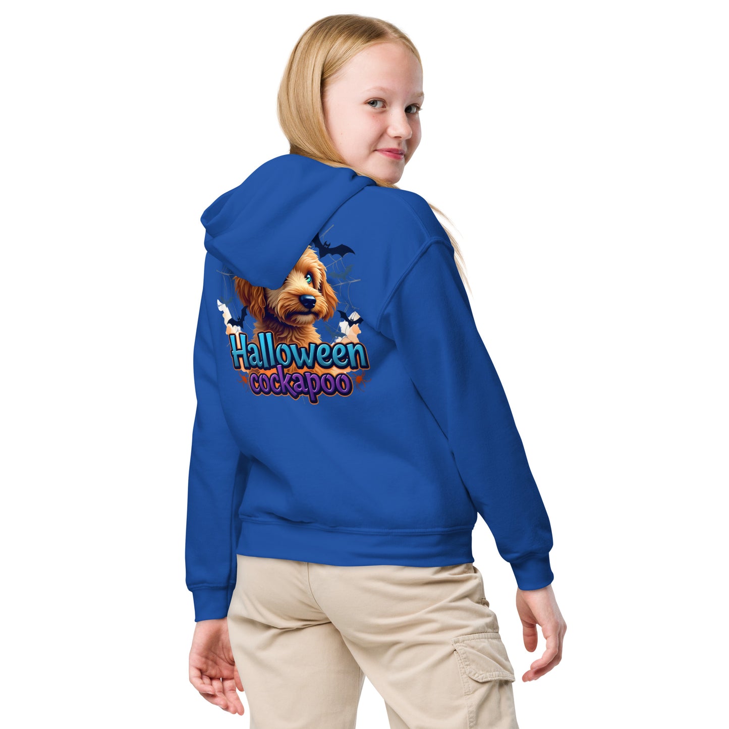 Youth Halloween cockapoo blue eyed series 2 heavy blend hoodie