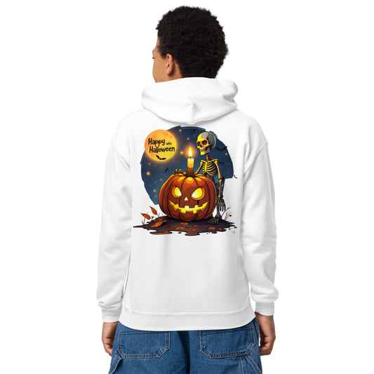Youth Happy Halloween Skeleton heavy blend hoodie
