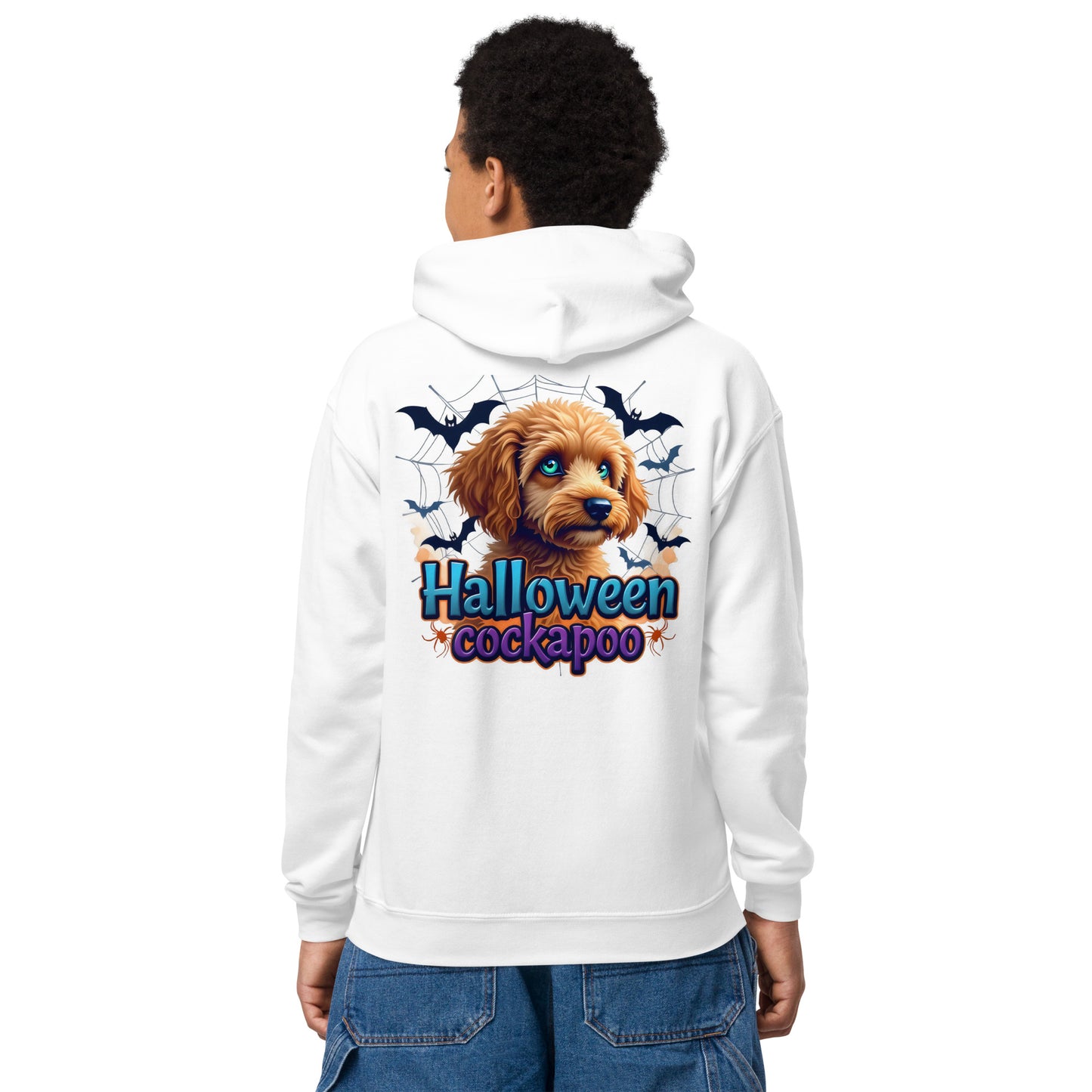 Youth Halloween cockapoo blue eyed series 2 heavy blend hoodie