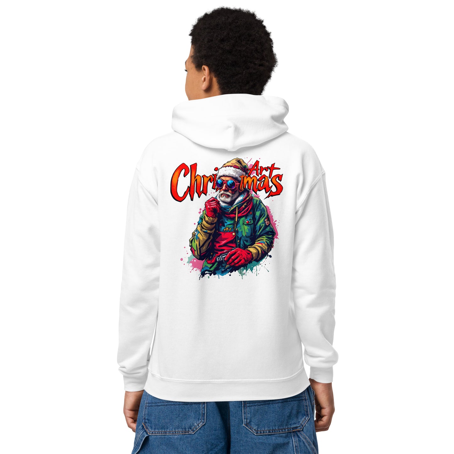 Youth Unisex Christmas art cool looking street artist heavy blend hoodie